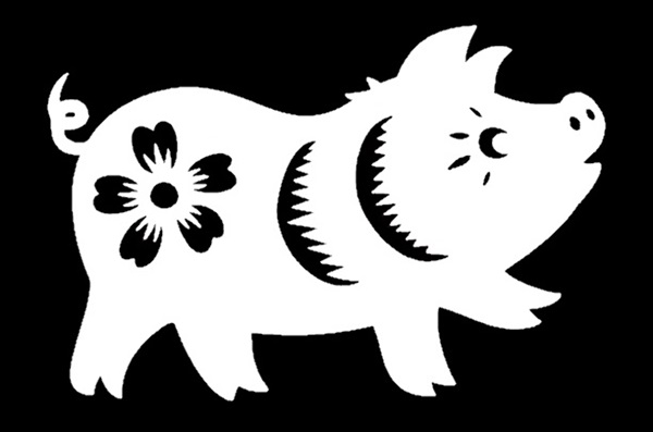 Трафареты на Новый 2019 год Свиньи для украшения окон (формат А4)